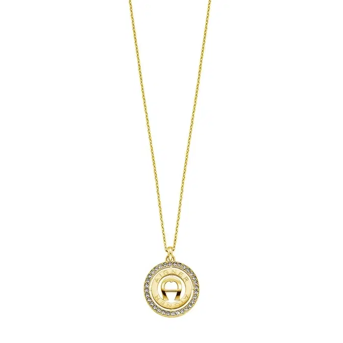 Aigner Inca Long Necklace for Women Gold Crystal Pendant