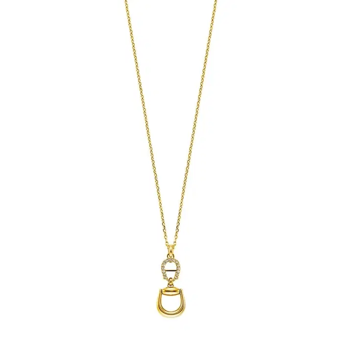 Aigner Sella Short Necklace for Women Gold Crystal Pendant