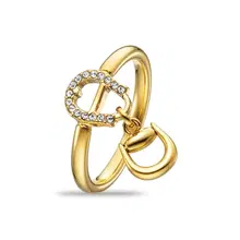 Aigner Sella Ring for Women Gold Crystal Horseshoe size 54