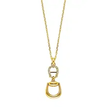 Aigner Sella Long Necklace for Women Gold Crystal Pendant