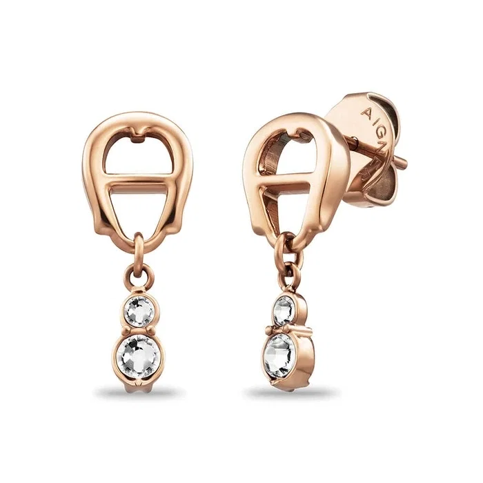 Aigner Iva Earrings for Women Rose Gold Crystal Drop Earrings