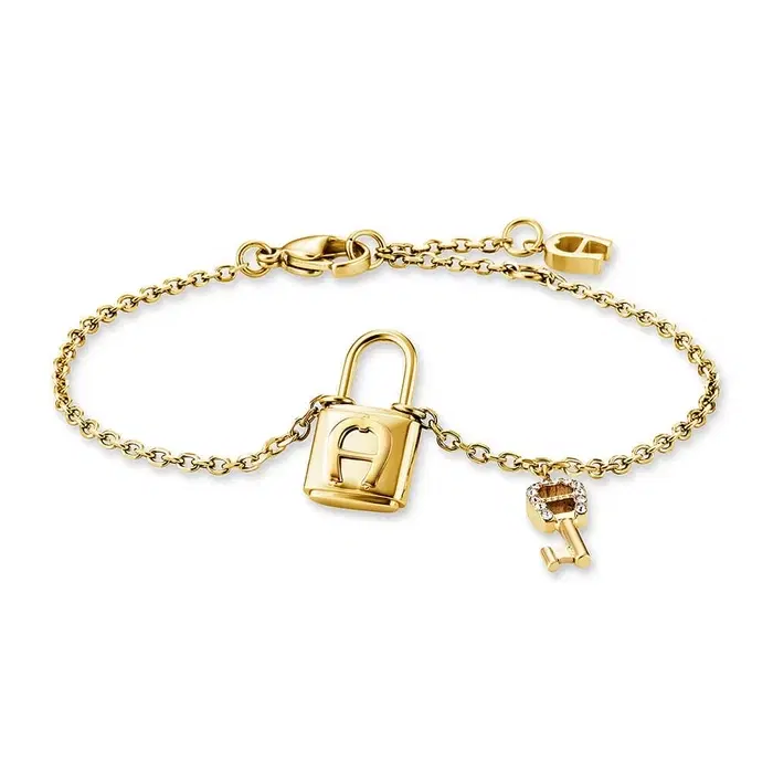 Aigner Amira Bracelet for Women Gold Lock Charm Bracelet