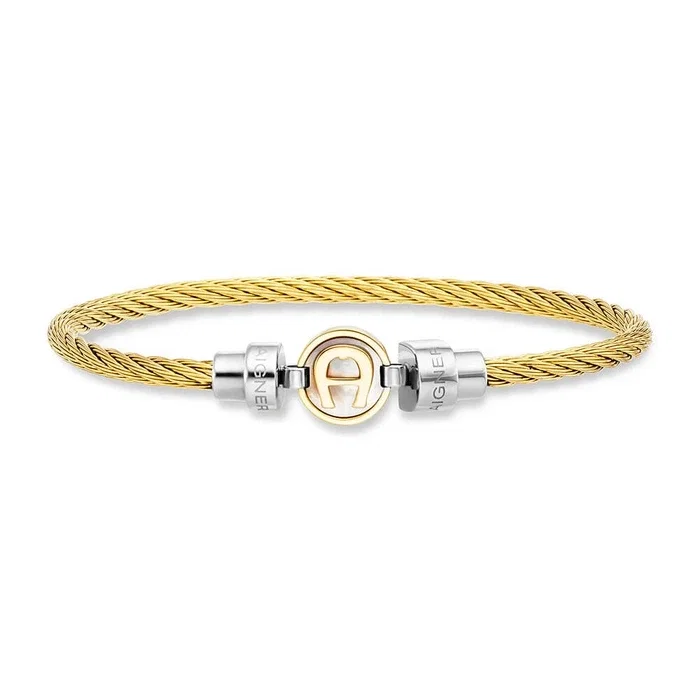 Aigner Ale Quat Large Bangle for Women Gold Two Tone Bracelet