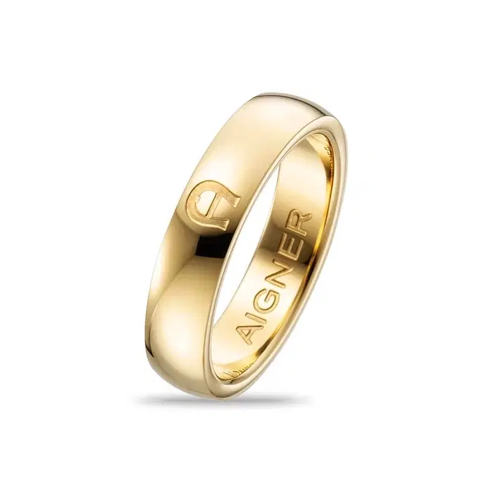 Aigner Classic Ring for Women Gold Logo Band size 54