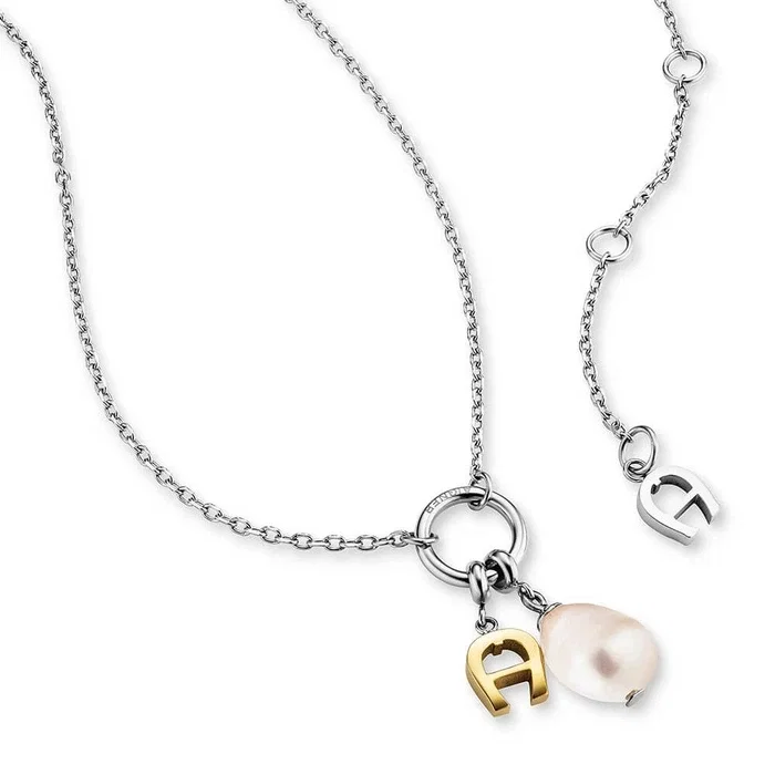 Aigner FILOMENA Short Necklace for Women Silver Tone with Pearl 
