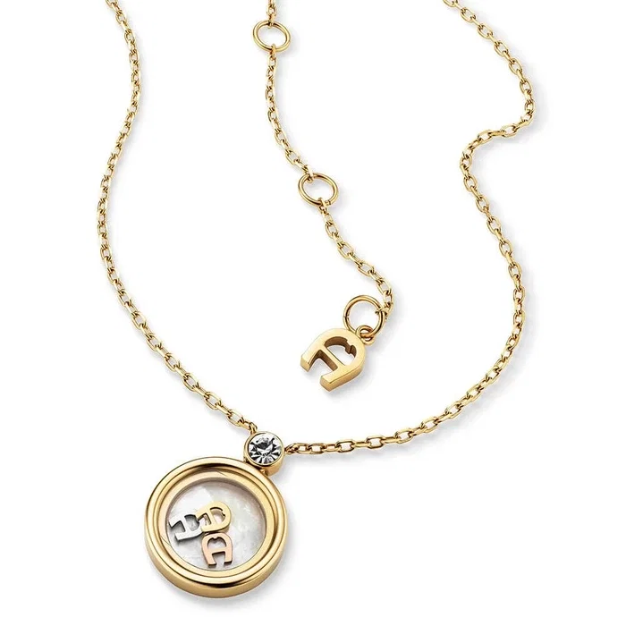 Aigner FINA Short Necklace for Women Gold Tone with Logo
