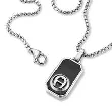 قلادة اترو من اجنر للرجال استيل فضى فى اسود