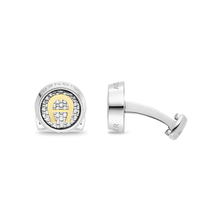 Aigner TONDO Cufflinks for Men Silver Tone with Gold Logo
