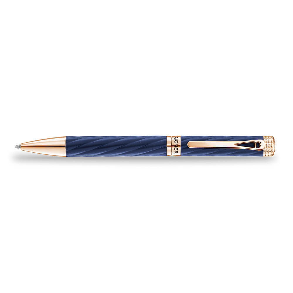 Aigner A Logo ballpoint pen for gent matte blue , Rose gold