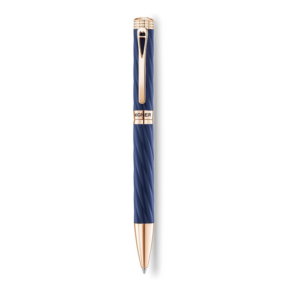 Aigner A Logo ballpoint pen for gent matte blue , Rose gold