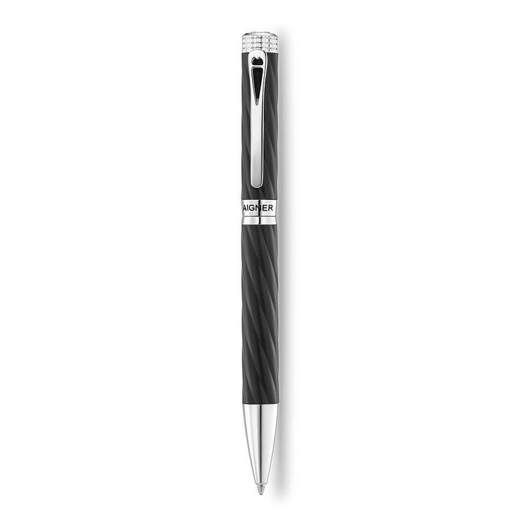Aigner A logo ballpoint pen for gent matte black , Silver