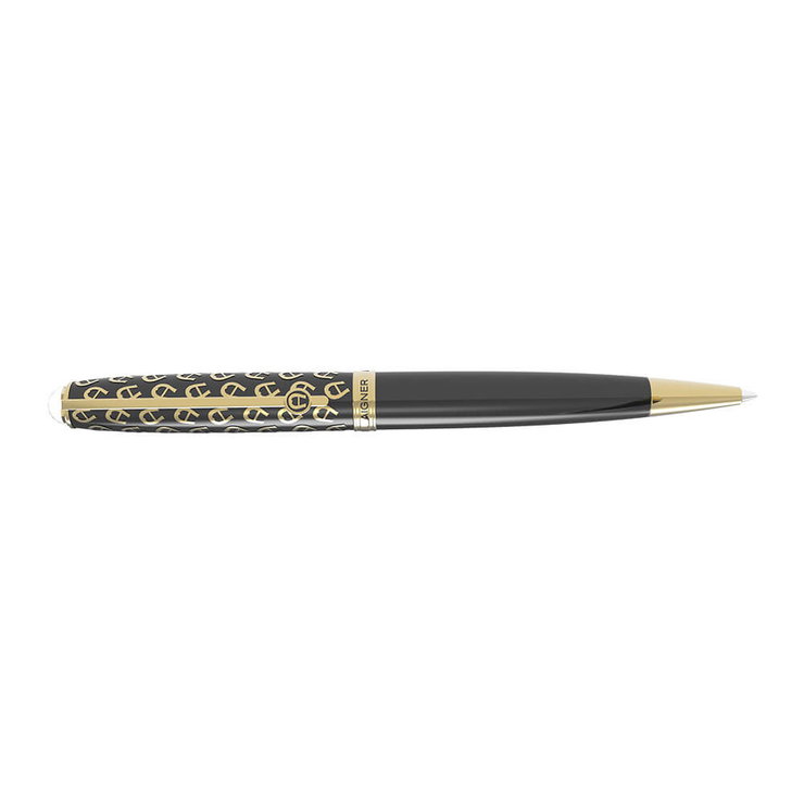 Aigner Black and Gold Monogram Ballpoint Pen