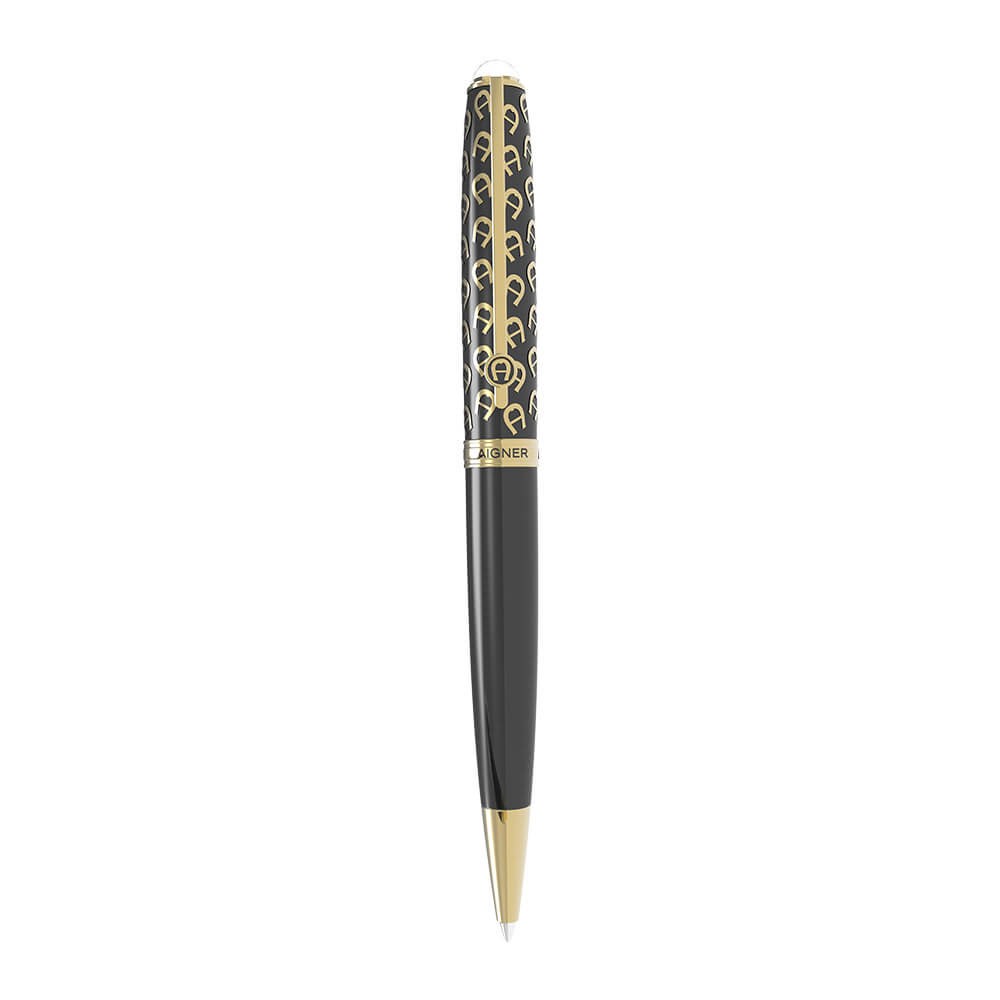 Aigner Black and Gold Monogram Ballpoint Pen