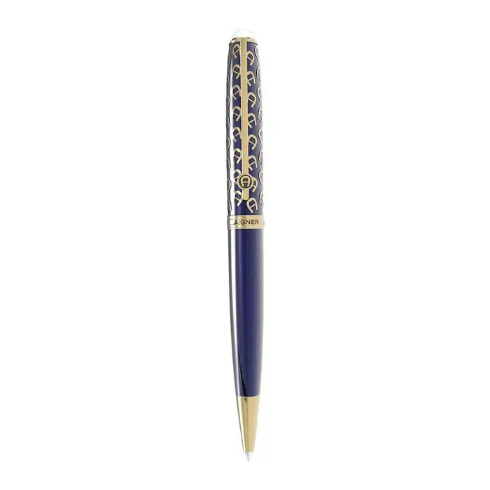 Aigner Blue and Gold Monogram Men Ballpoint Pen 