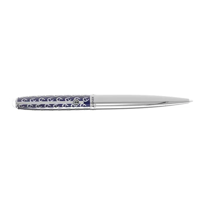 Aigner Blue Monogram Ballpoint Pen – Silver Finish 