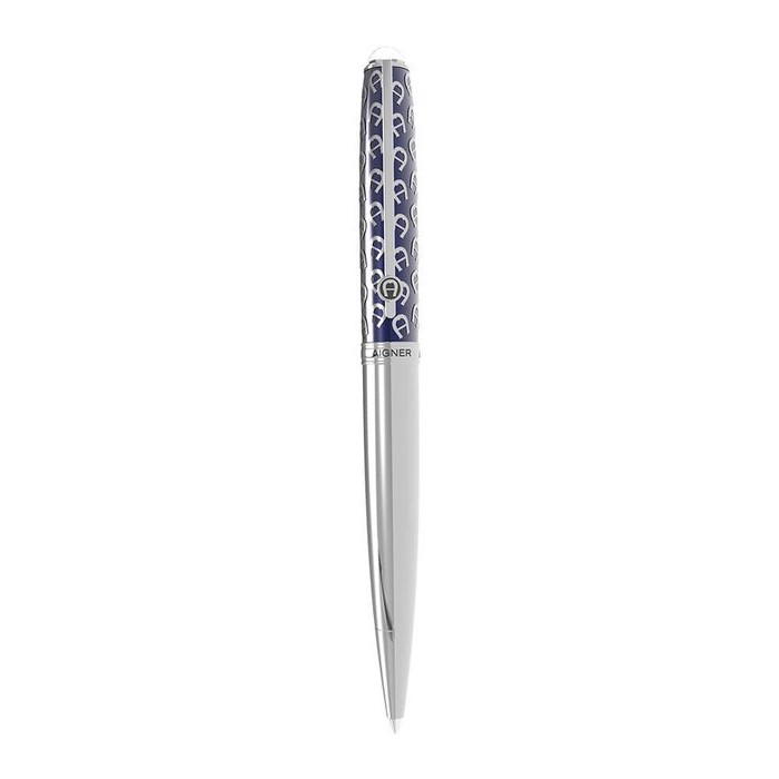 Aigner Blue Monogram Ballpoint Pen – Silver Finish 