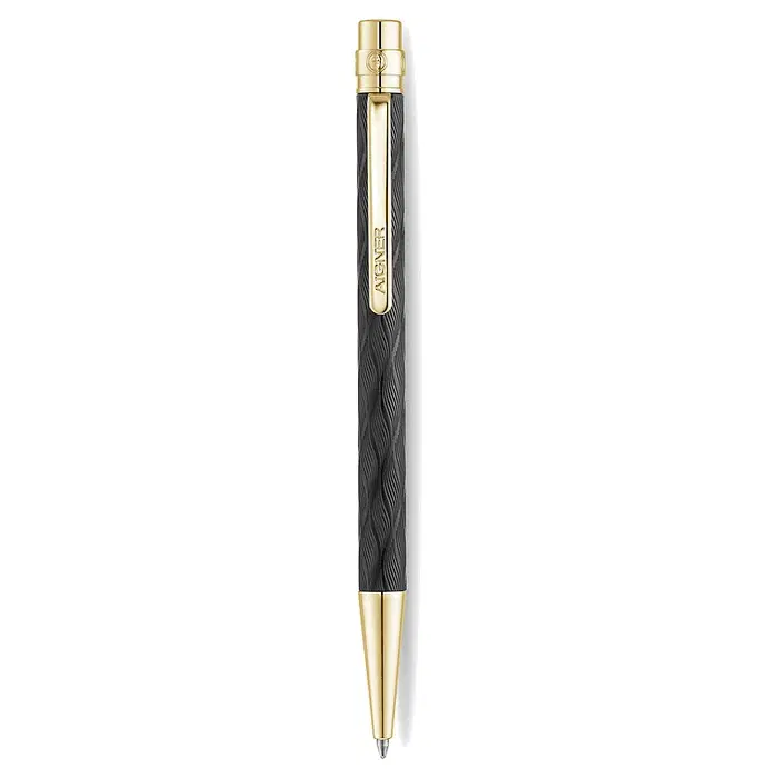 Aigner Antonio Ballpoint Pen for Men leather Black & Gold