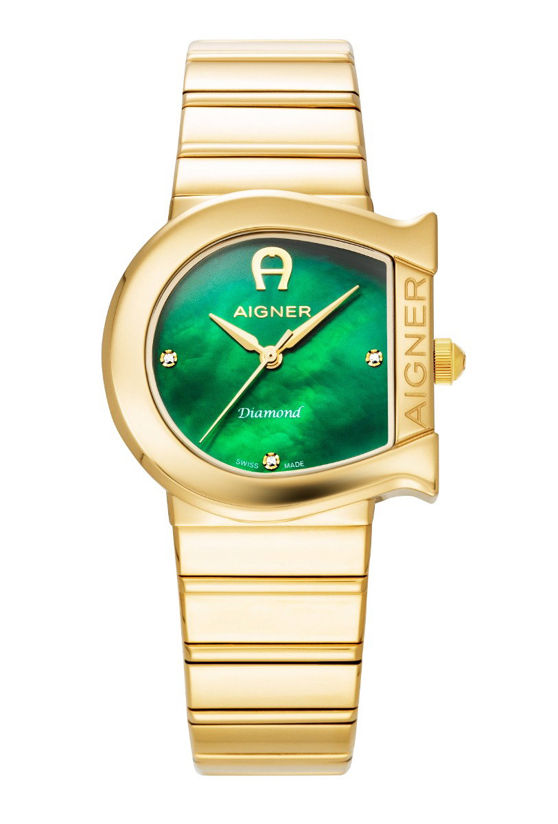 Aigner MATERA ladies diamond watch steel gold , Green