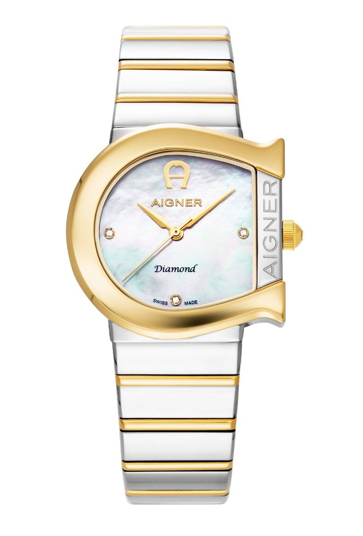Aigner MATERA ladies diamond watch steel gold with MOP