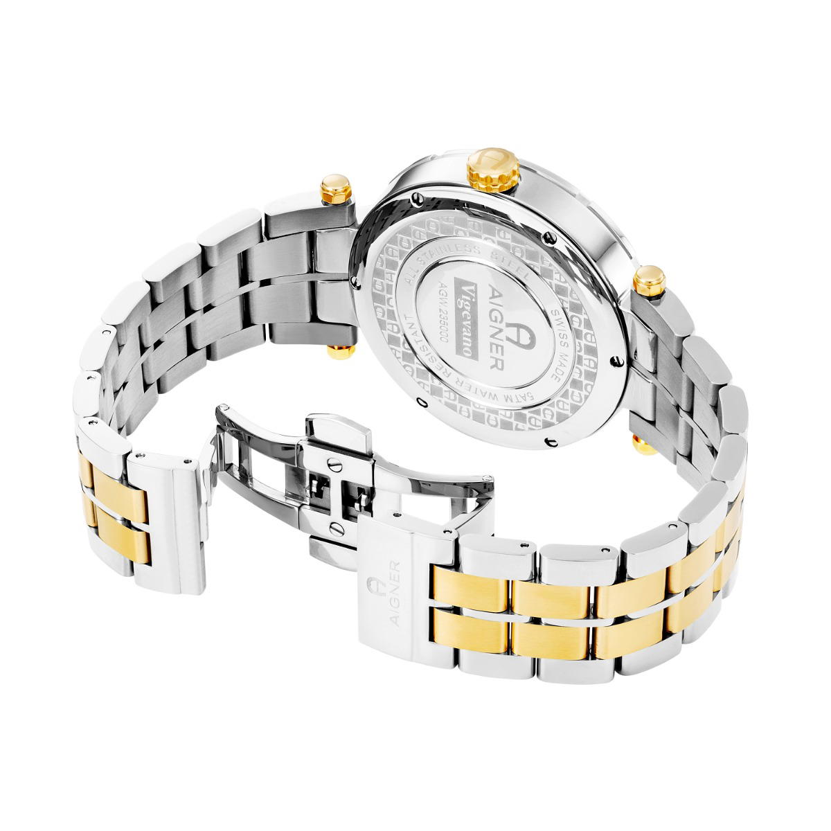 Aigner VIGEVANO men watch steel gold with green