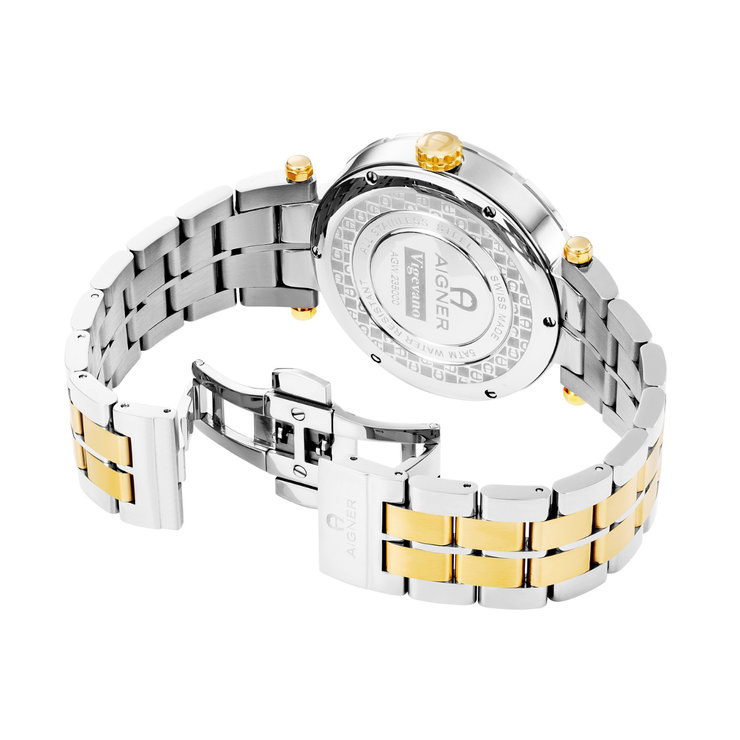 Aigner VIGEVANO men watch steel gold with green