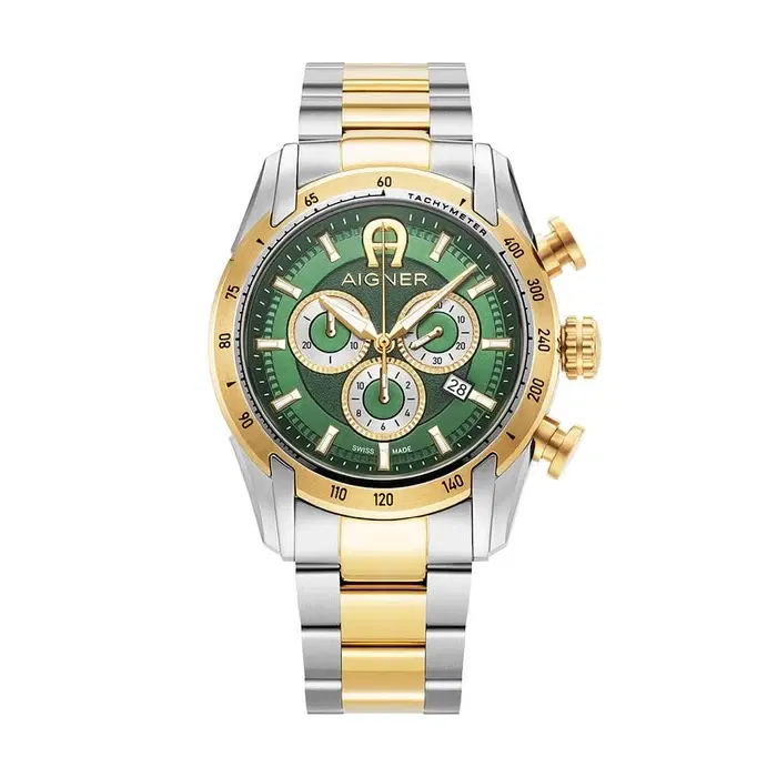 Aigner Benevento Watch for Men Silver & Gold with Green Dial