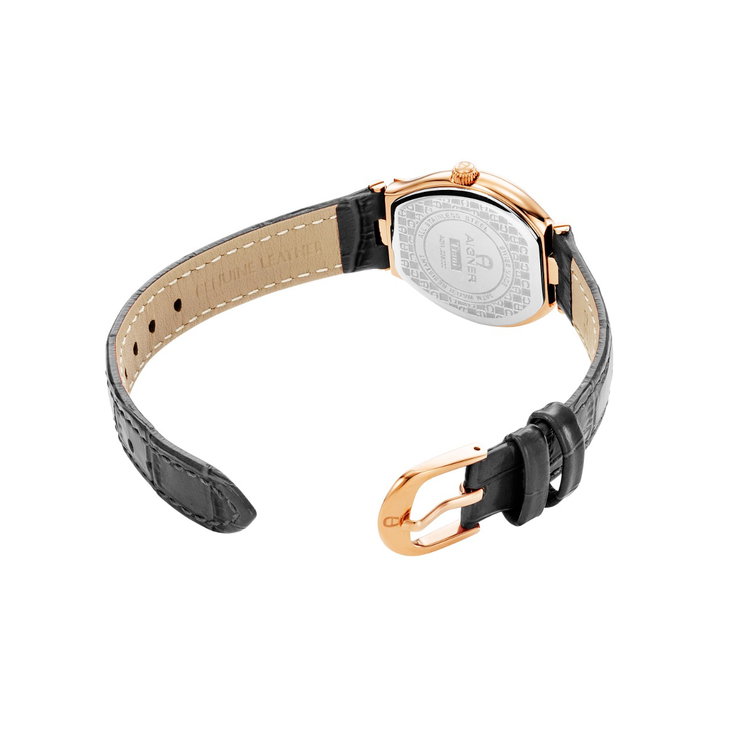 Aigner TRANI ladies watch rose gold with black leather
