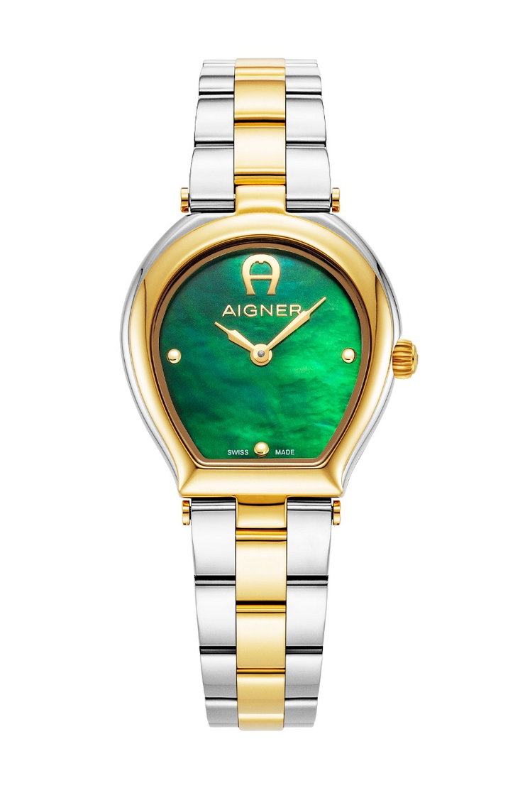Aigner TRANI ladies watch stainless steel gold , Green