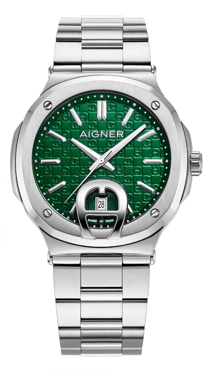Aigner TAVIANO men watch steel silver , Green 
