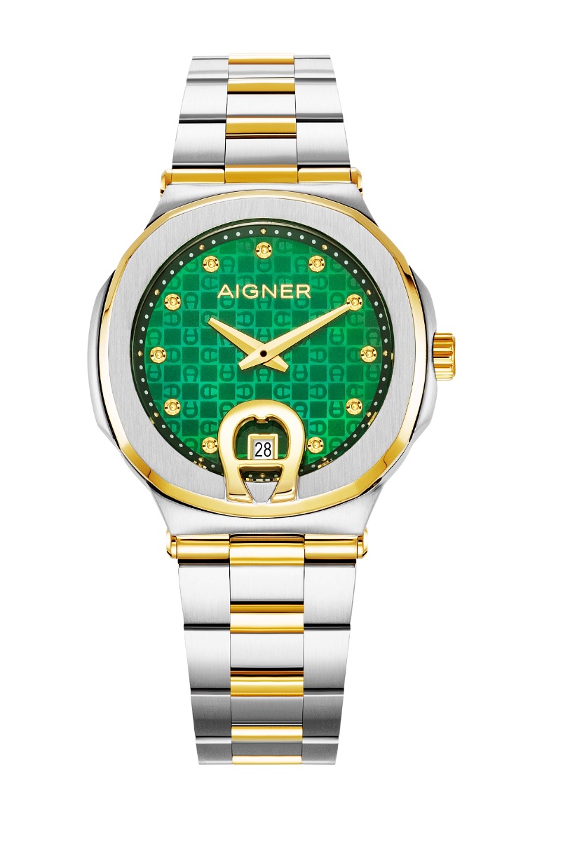 Aigner TAVIANO ladies watch steel gold , Green