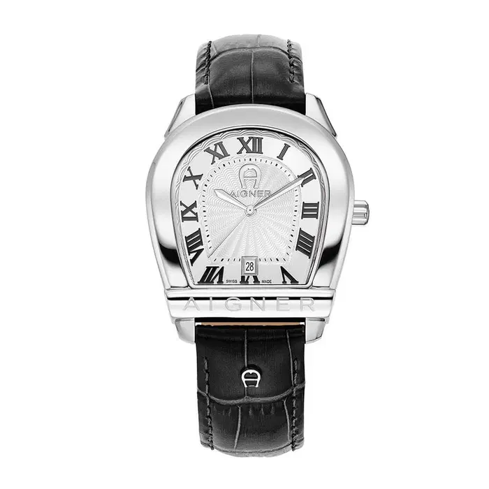 Aigner Siena Men’s Watch – Silver Case with Black Leather 
