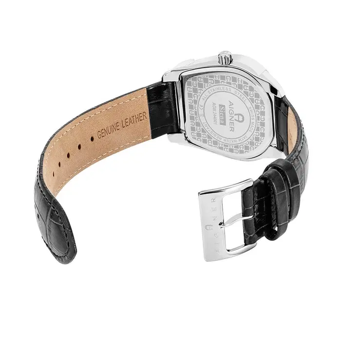 Aigner Siena Men’s Watch – Silver Case with Black Leather 