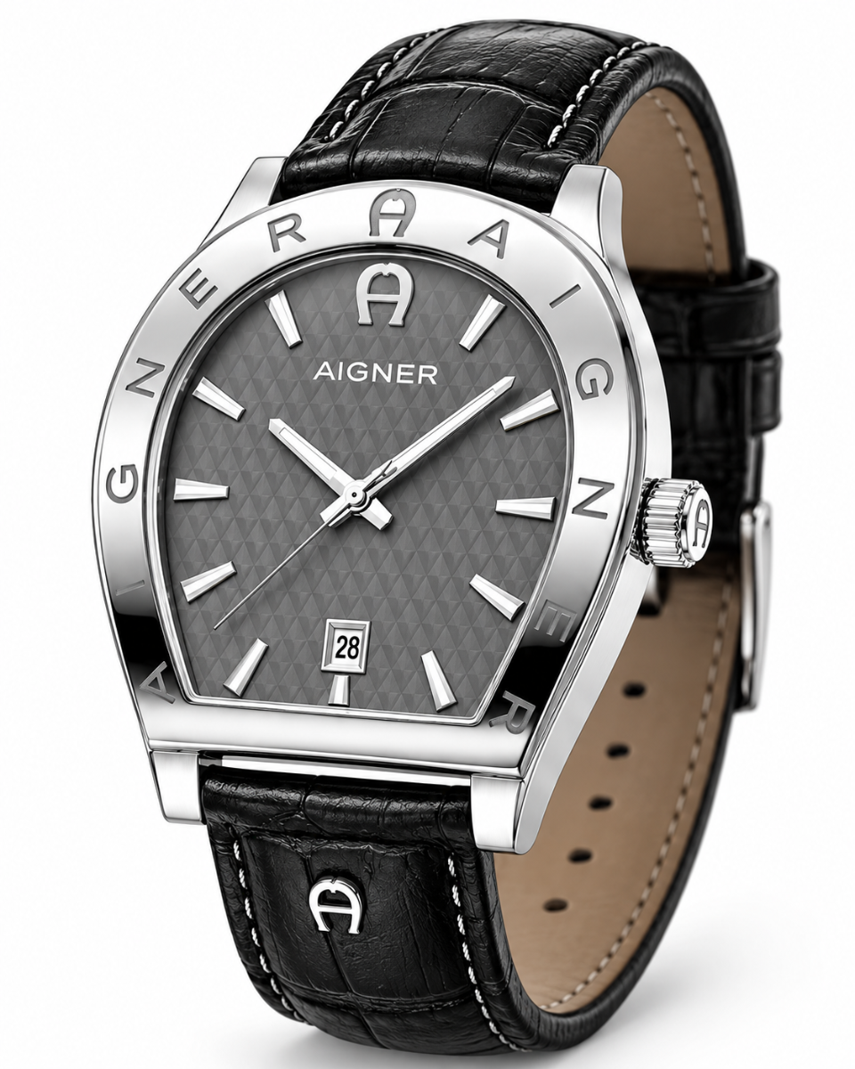 Aigner Chieti Men's Grey Dial Black Leather Watch
