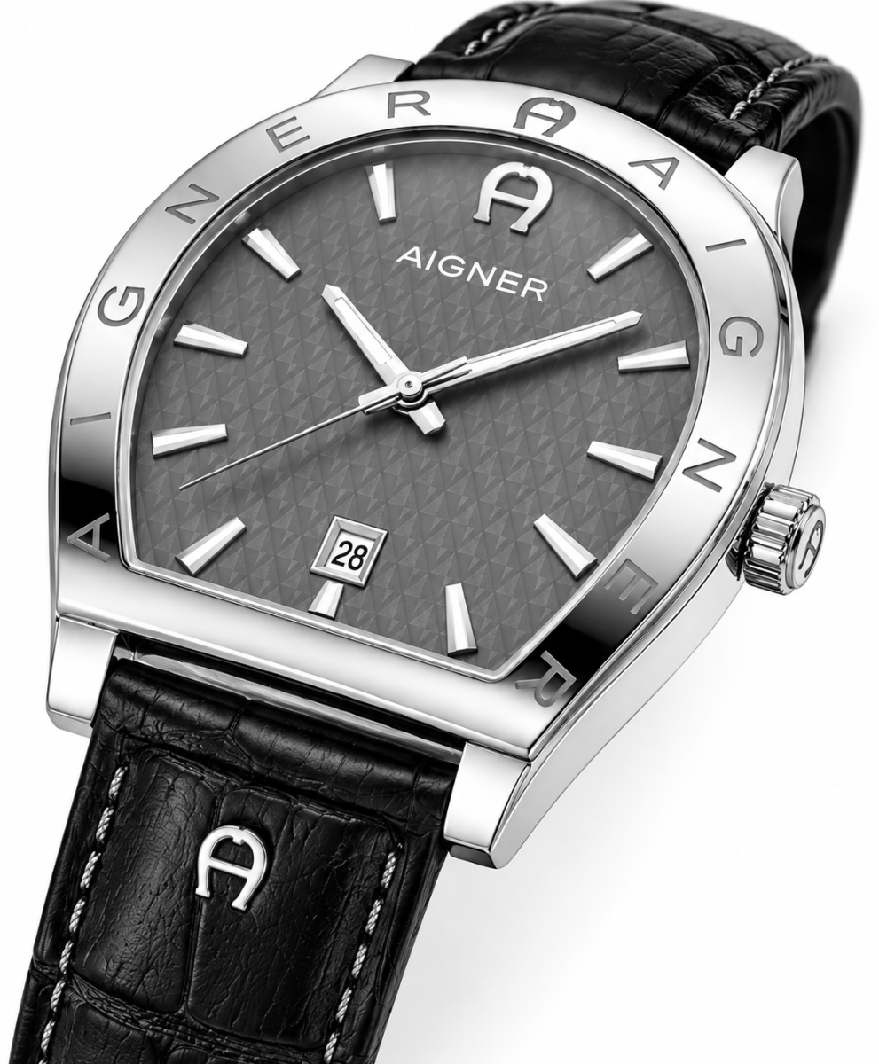 Aigner Chieti Men's Grey Dial Black Leather Watch