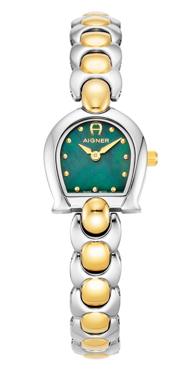 Aigner ELBA ladies watch stainless steel gold , Green