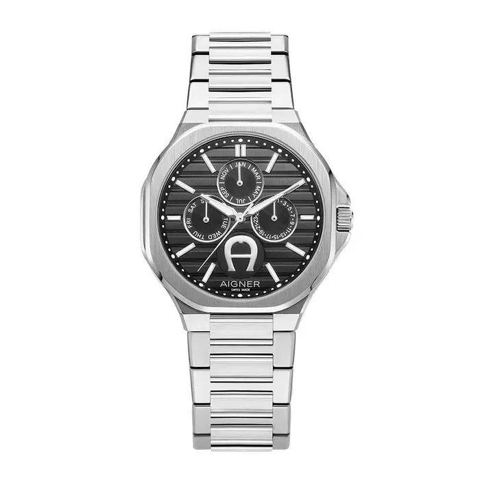 Aigner FERMO Men's Watch – Steel Bracelet & Black Dial