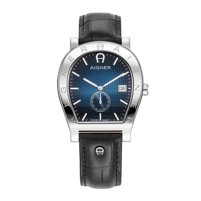 Aigner DAIANO Men's Watch – Blue & Black Leather Strap