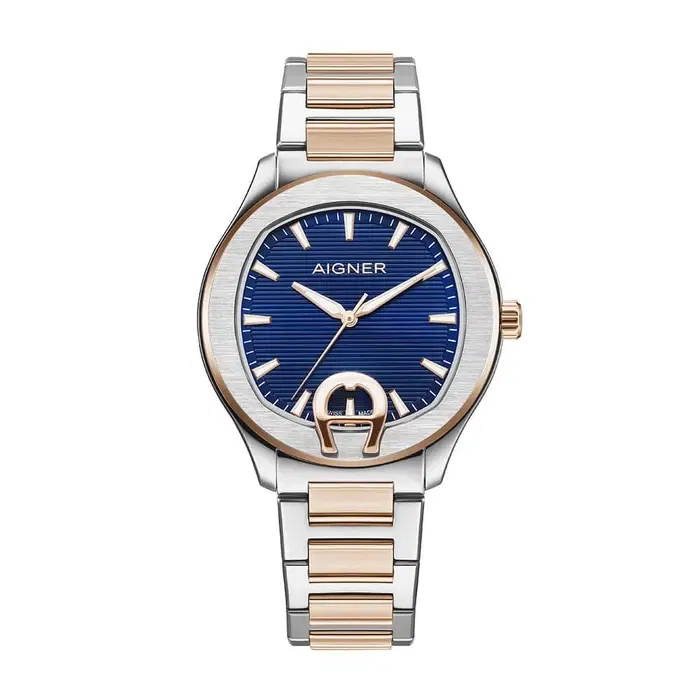 Aigner Torino Men Steel Watch Blue and Rose Gold