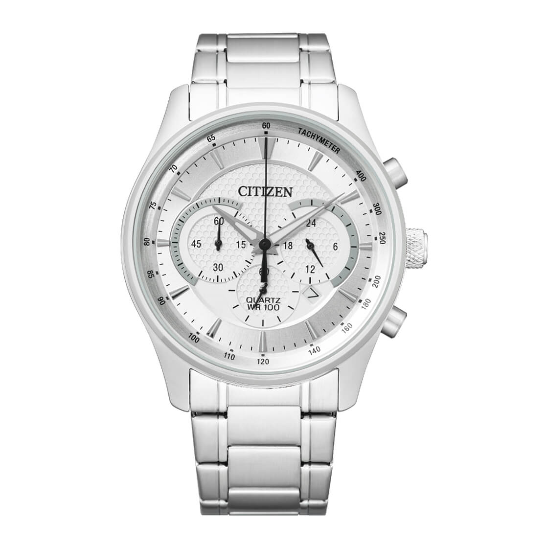 Citizen Men's Chronograph Watch - Stainless Steel & White Dial 
