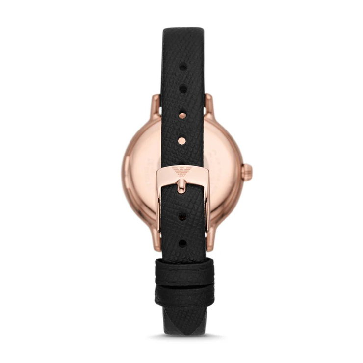 Emporio Armani Moon Phase ladies Watch Black Leather