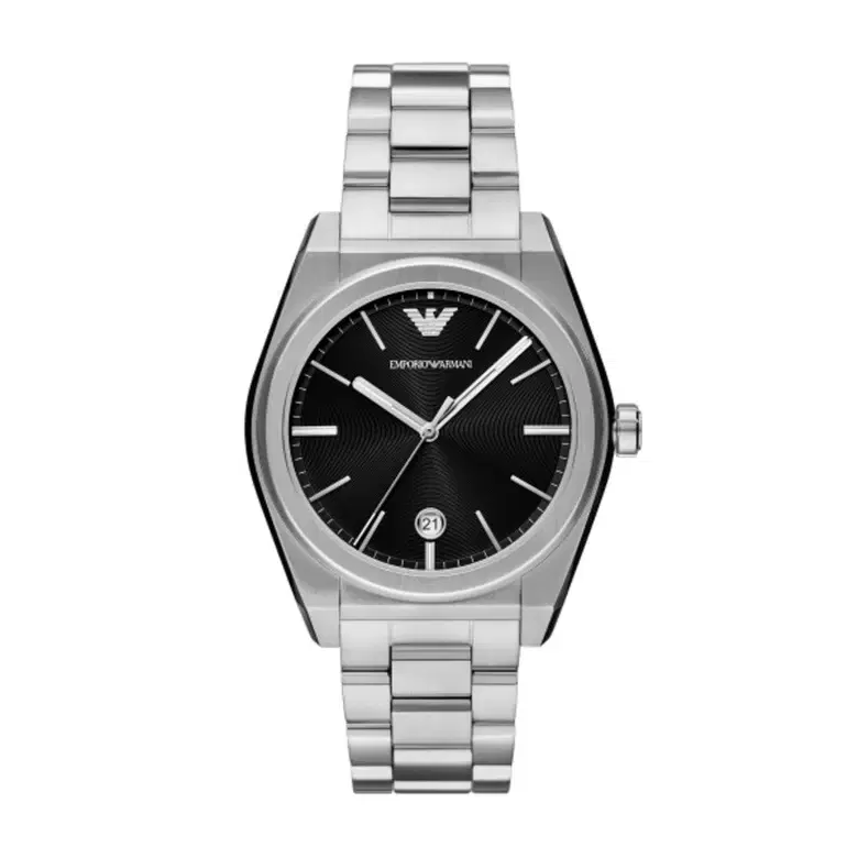 Emporio Armani Federico Silver & Black Steel Watch 