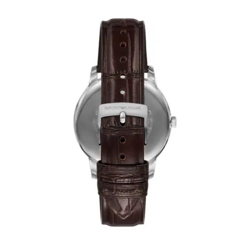 Emporio Armani Men Green Dial Brown Leather Watch
