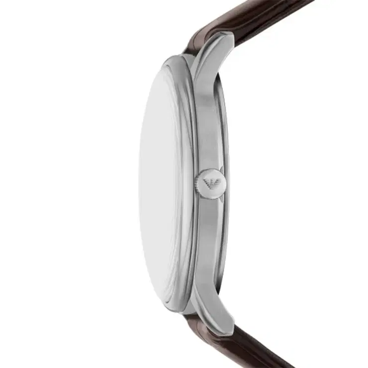 Emporio Armani Men Green Dial Brown Leather Watch