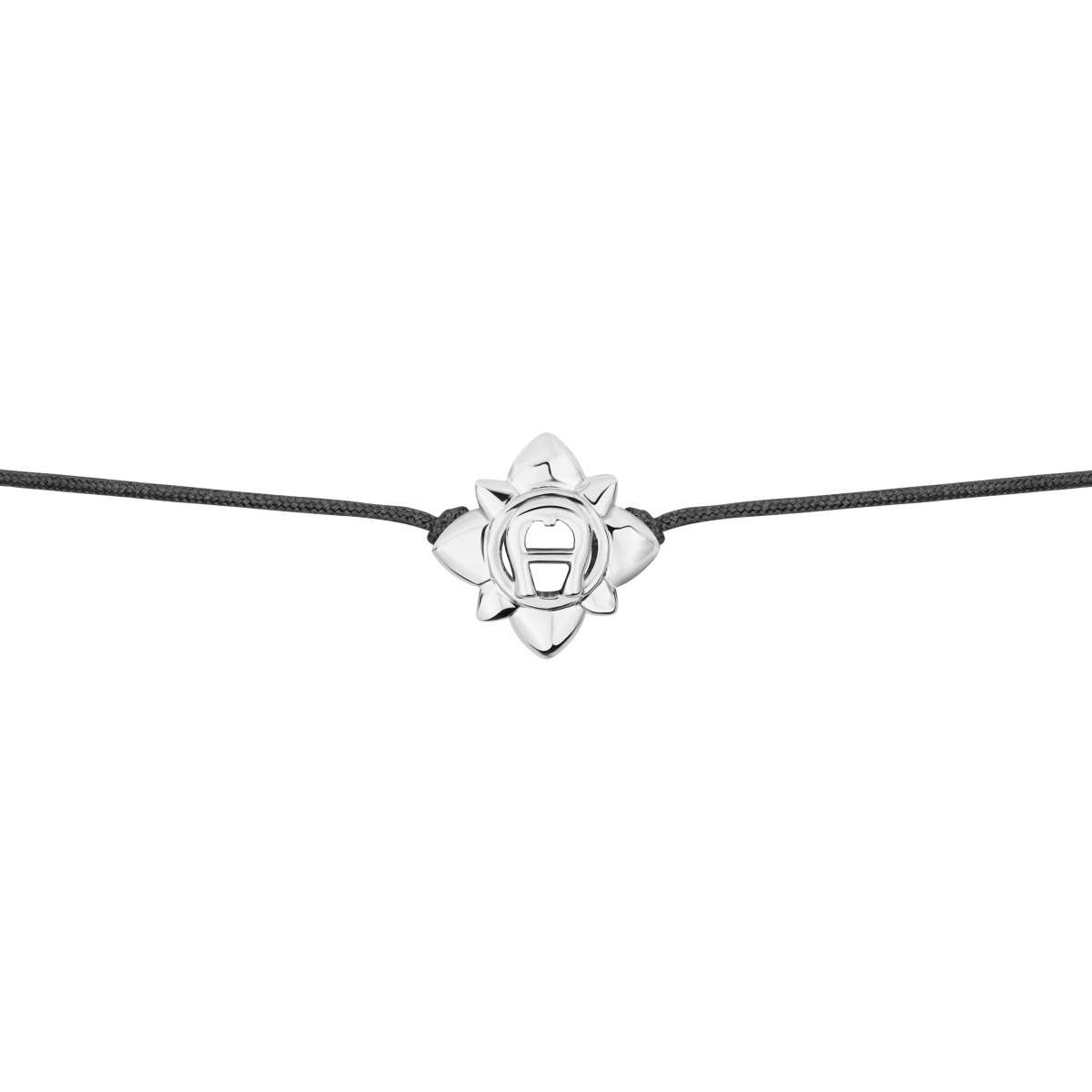 Aigner SERAFINA Black Cord Bracelet - Silver Flower Charm