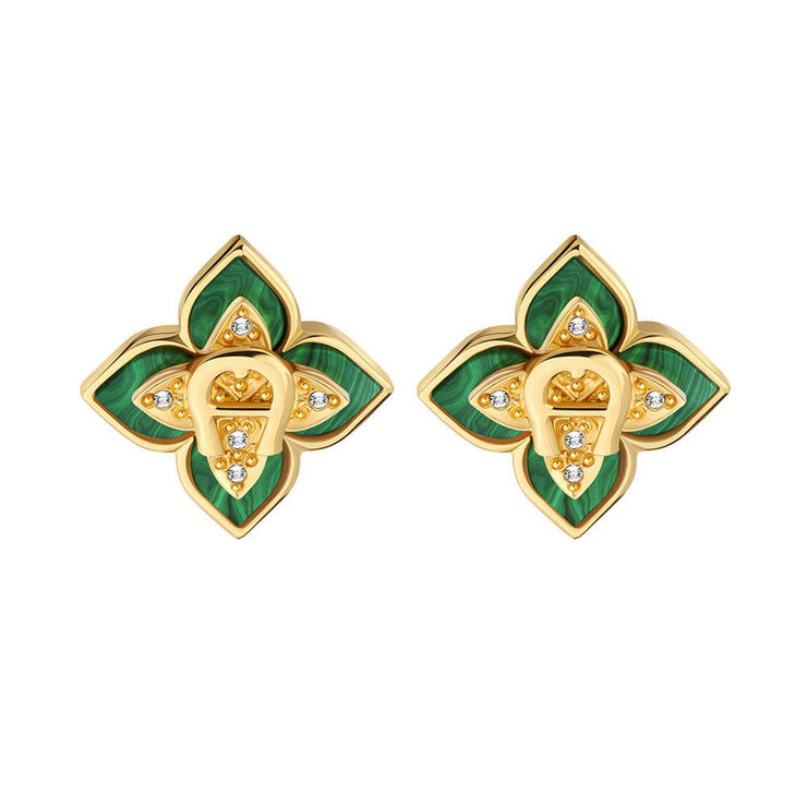 Aigner Flora ladies earring stainless steel gold , Green