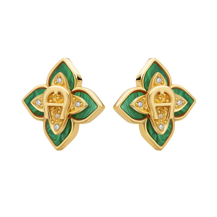 Aigner Flora ladies earring stainless steel gold , Green