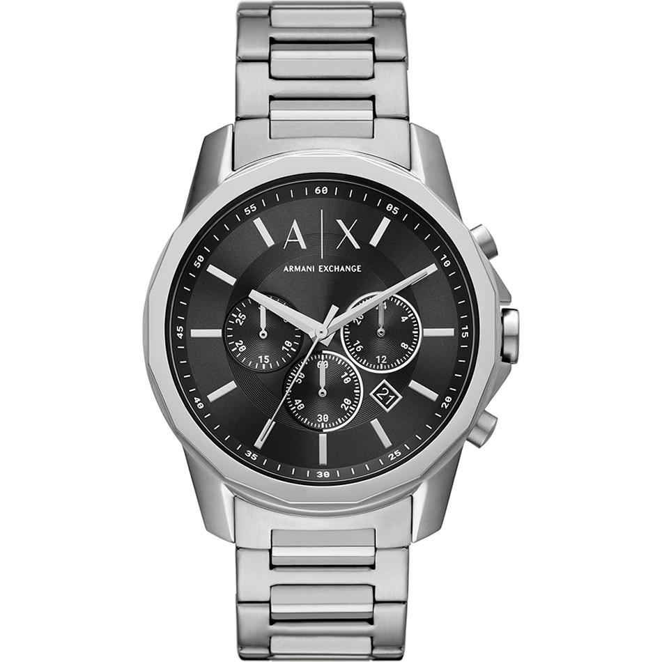Armani Exchange watch for men steel black , Silver