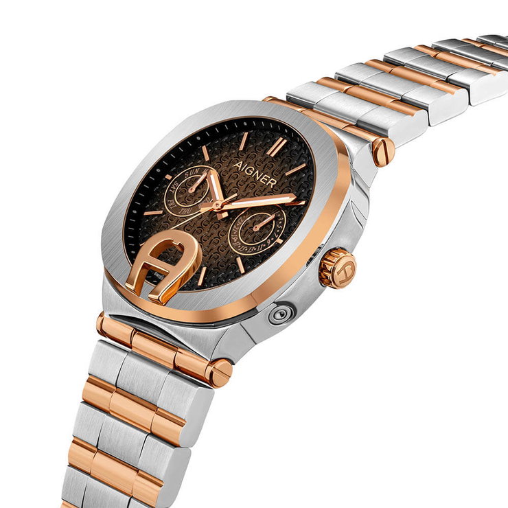 Aigner Taviano women watch stainless steel rose gold , Brown
