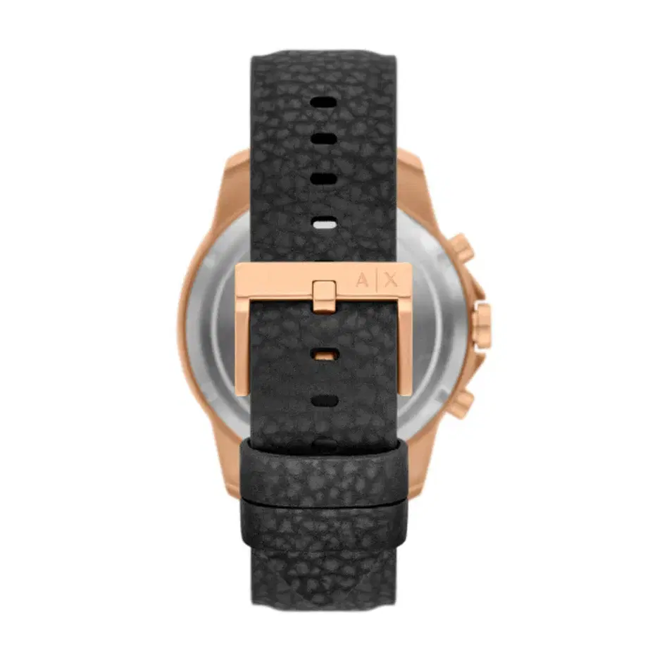 Armani Exchange Men's Rose Gold - Black Leather Watch