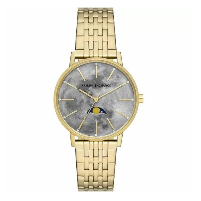 Armani Exchange Moon Phase Steel ladies Watch Gold